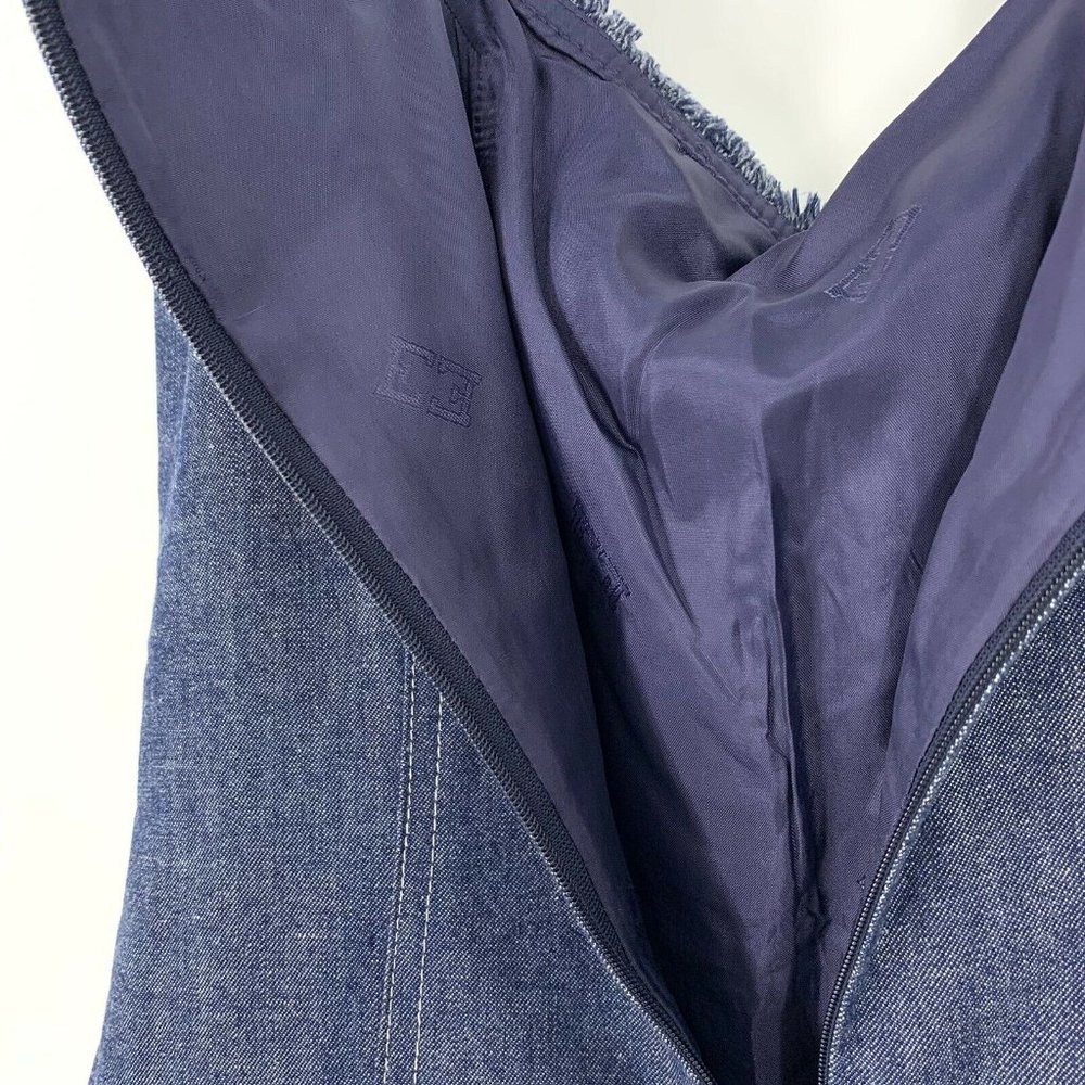 Escada Denim Dress Small Blue Jean Fray Sleeveless Sheath - Picture 8 of 9